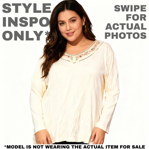 NWT Karen Scott Embroidered V-Neck Top | Size XL 0089 - Picture 2 of 9